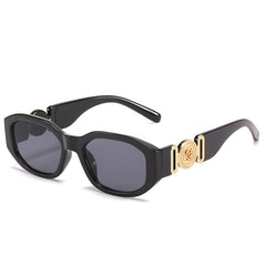 Vintage Polygonal Sunglasses Metal Flower Label Classic Shades