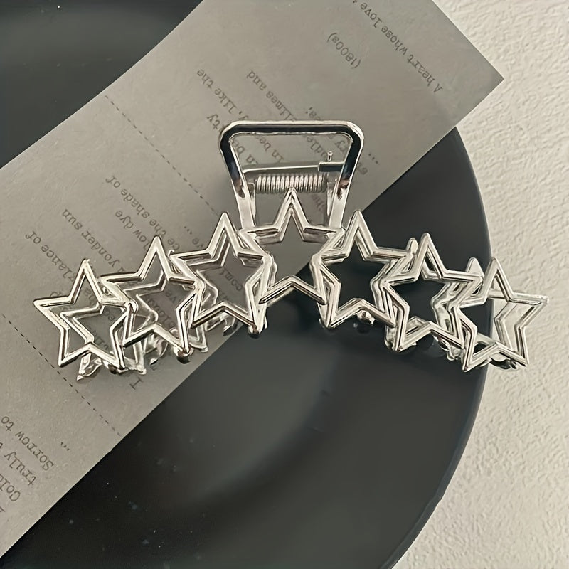 Y2K Alloy Star Hair Claw Clip Non Slip Silvery