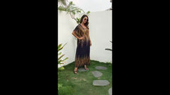  Boho Kaftan Dress Women's Plus Tribal Print Bat Sleeve