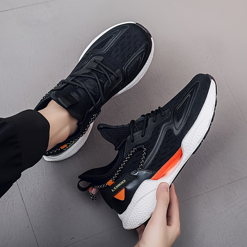  Men's Knit Breathable Running Shoes Lace Up Comfy Soft Sole Sneakers