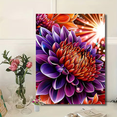 DIY Painting by Numbers Kit Purple Flowers for Beginners