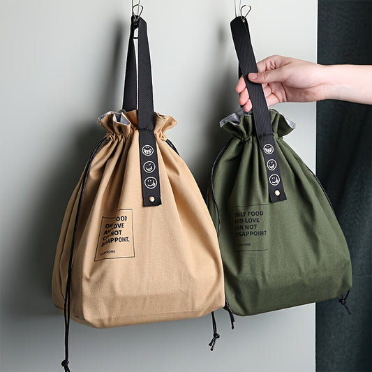 Khaki Canvas Lunch Bag Insulated & Durable Picnic Tote