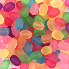 20pcs Frosted Rubber Oval Beads Mixed 10mm DIY Bracelet Necklace