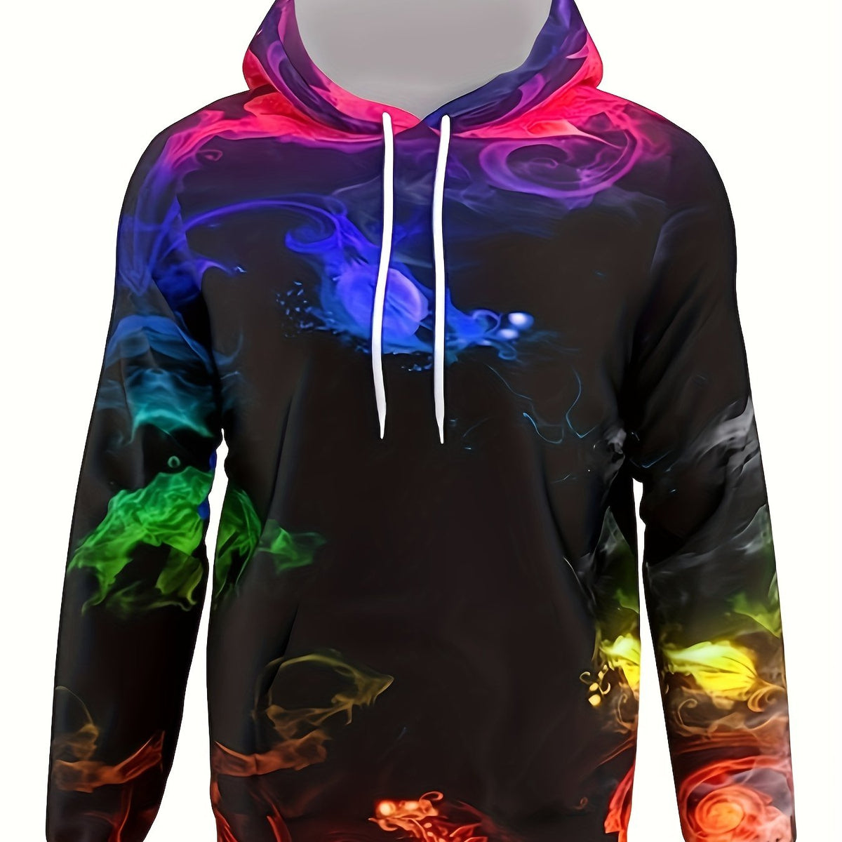 Flame Print Hoodie For Men Loose Hooded Pullover