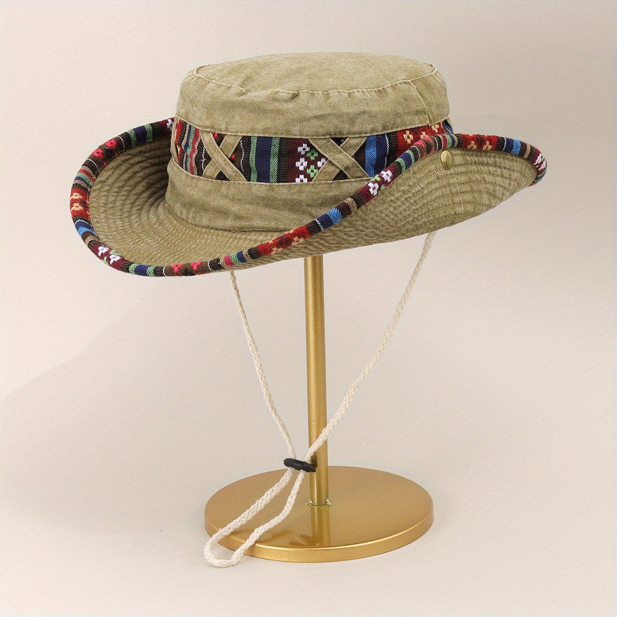 Vintage Stitching Washed Distressed Cowboy Sun Hat for Outdoor Sun Protection