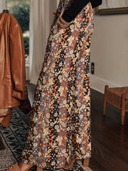 Plus Floral Stripe High Waisted Wide Leg Pants