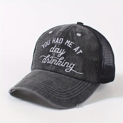 Distressed Trucker Hat Ponytail Baseball Cap Embroidery Washed Dad Hats