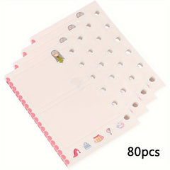 80pcs A6 Cartoon Journal Refills 6-Hole Loose Leaf Inserts Handbook Replacement