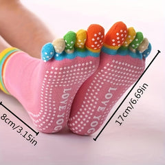 Rainbow Yoga Socks Non Slip Ankle Striped Gripper Socks