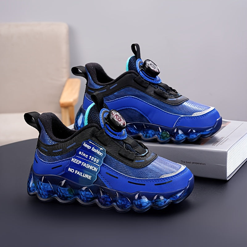 Boy's Basketball Shoes w/ Rotating Buckle Comfy Non Slip Sneakers