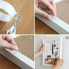 Heavy Duty Double Sided Tape Reusable Strong Adhesive Removable & Washable