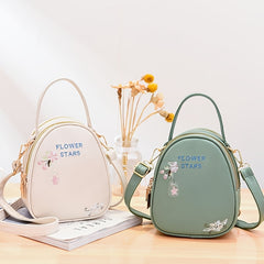 Mini Flower Embroidery Backpack Women's Handbag Stylish Crossbody Purse