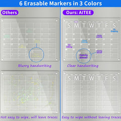 Acrylic Magnetic Dry Erase Board & Calendar for Fridge - Clear Set of 2
