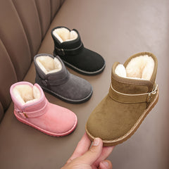 Girls' Cozy Slip-On Snow Boots with Fleece Lining