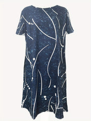 Casual Dress Women's Plus Random Print Short Sleeve Tee Dress