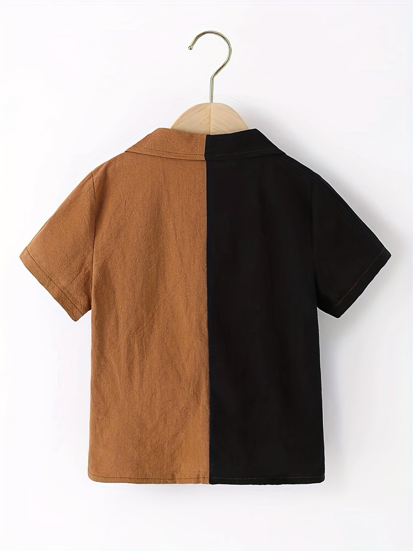 Boys Block Short Sleeves Shirt Preppy Style For Summer Kids Clothes