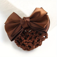 Bowknot Snood Barrette Back Head Hair Clip Bun Ponytail Vintage Hair Clip