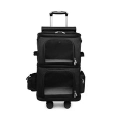Rolling Pet Carrier For Dogs 2 Compartments & Wheels