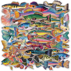50pcs Vibrant Fish Stickers Waterproof Vinyl Decals for Water Bottles Laptops