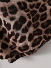 Women's Plus Leopard Print High Rise Wide Leg Pants