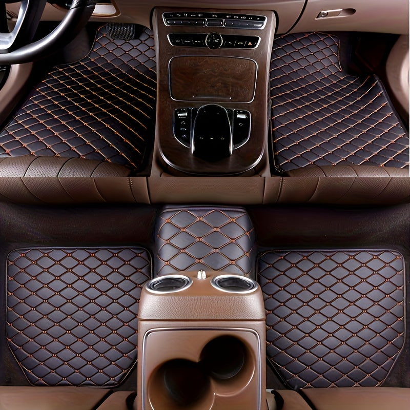 5pcs Universal Waterproof PU Leather Car Floor Mats