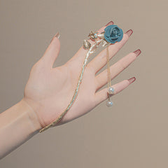 Rose & Tassel Hair Pin Bun Holder Bridal Wedding Headwear