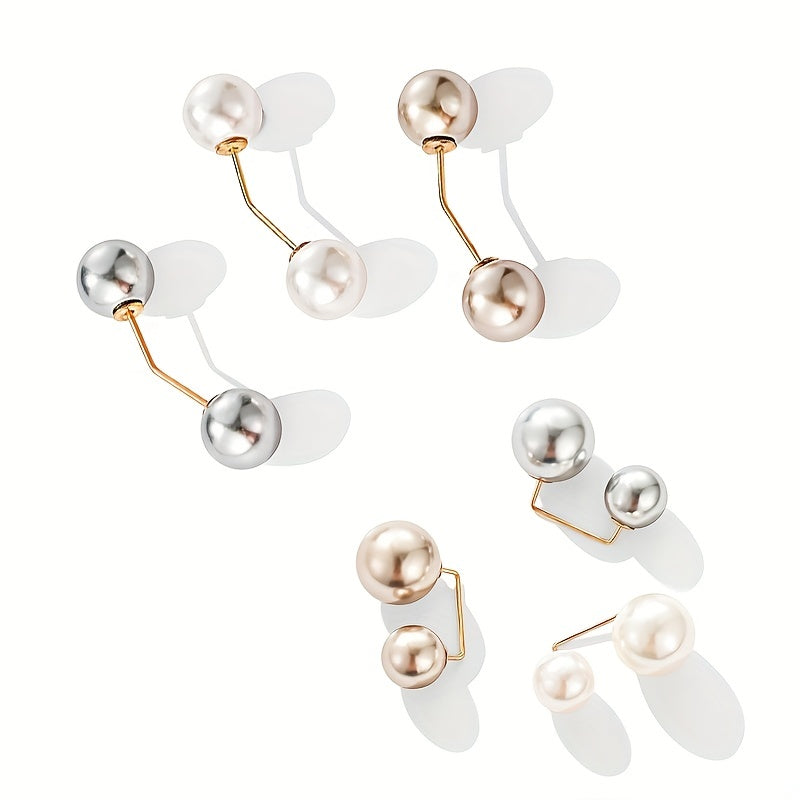 6pcs Set Faux Pearl Waist Pins Scarf Brooches for Women