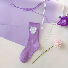 8 Pairs Letter & Heart Print Socks Women's Mid Tube Stockings