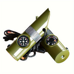 Portable Emergency 7 in 1 Whistle Compass Magnifying Glass Flashlight