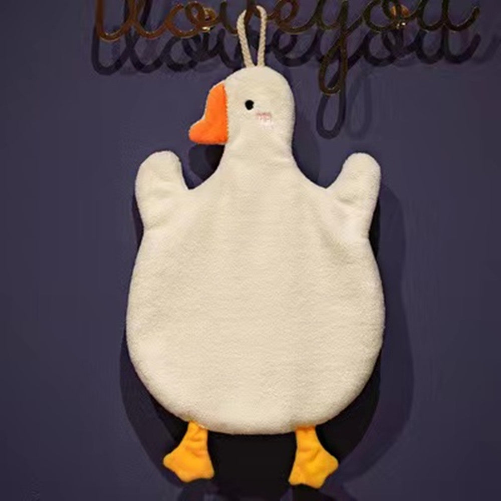 Cartoon Duck Pattern Hanging Towel Quick Drying Soft Absorbent Cotton Towel