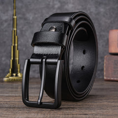 Men's Leather Belt Pin Buckle Cowhide Casual Leather Belt Retro Pants Belt