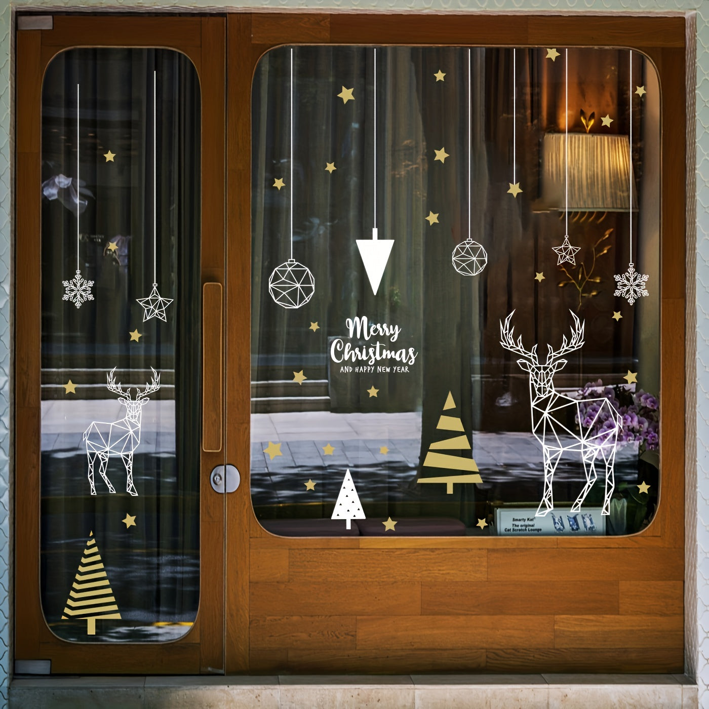 2pcs Christmas Stickers Wall Stickers Adhesive Electrostatic Stickers