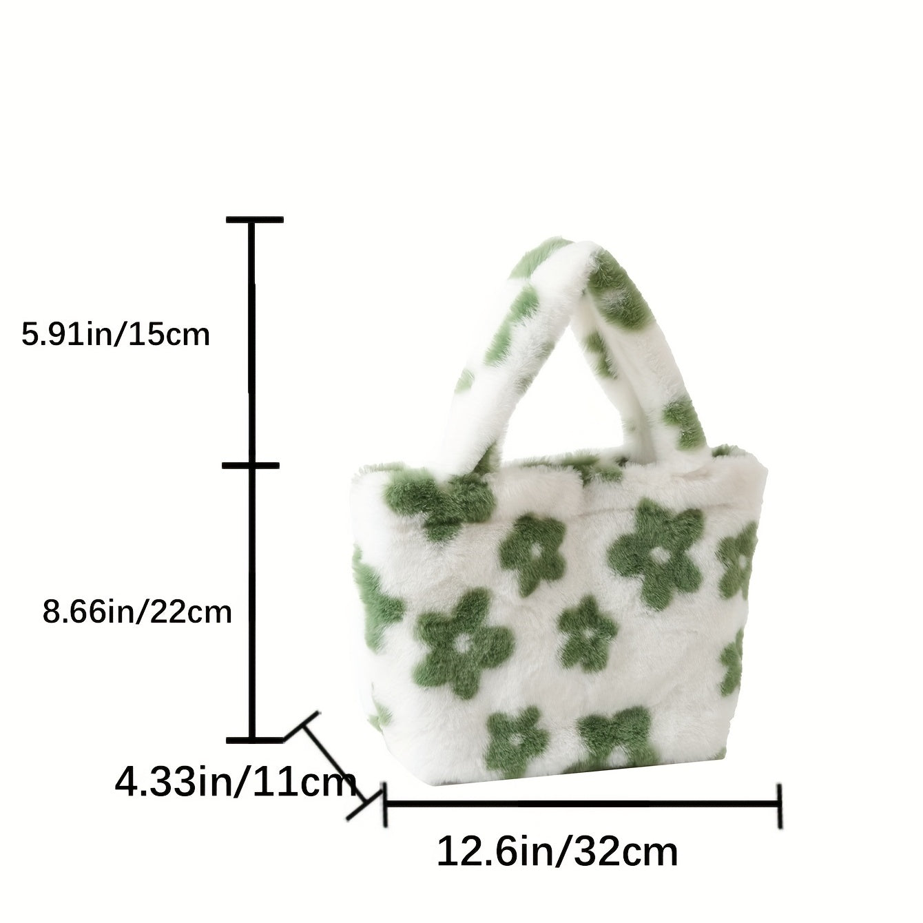 Flower Pattern Satchel Bag Plush Handbag Women's Tote Bag