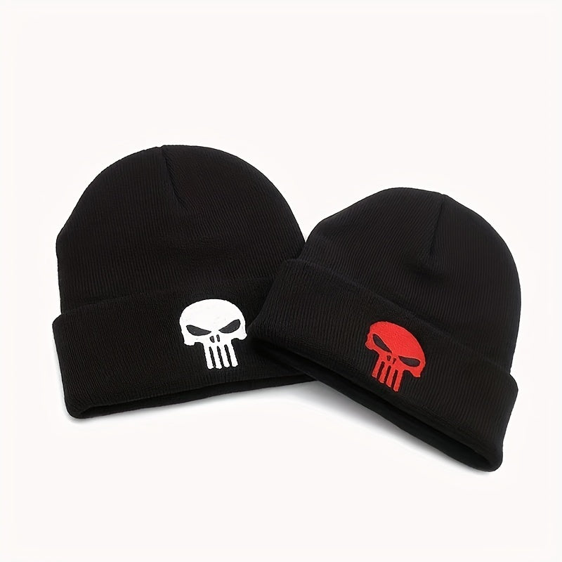Skull Head Embroidery Double layer Thickened Woolen Hat