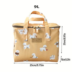Large Capacity Insulated Lunch Bag with Joyful Dog