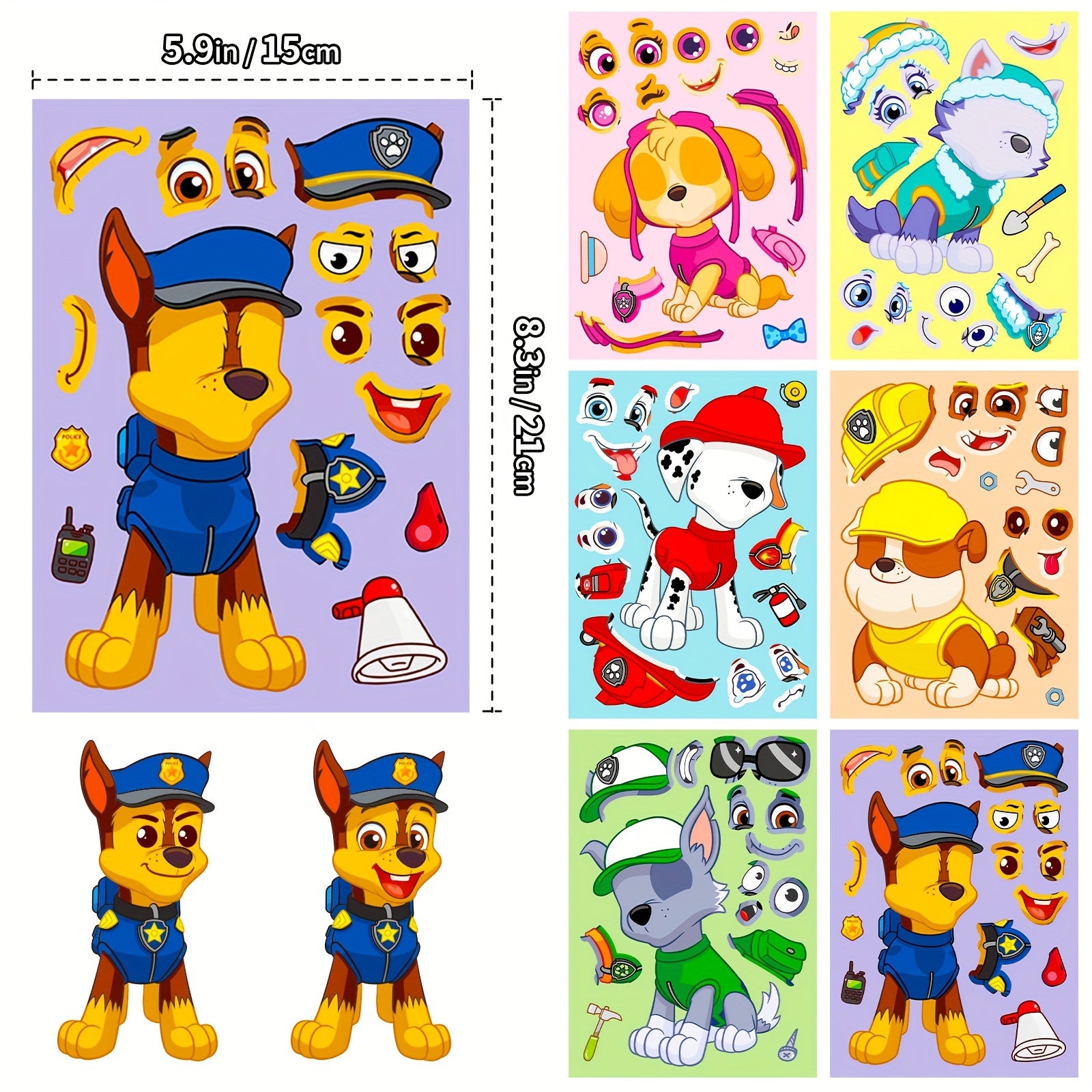 6 Sheets Anime Dog Stickers DIY Party Favors