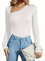 Slimming Bodysuit Asymmetrical Long Sleeve Shaper