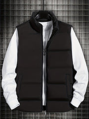 Men's Stand Collar Zip Up Vest for Fall Winter