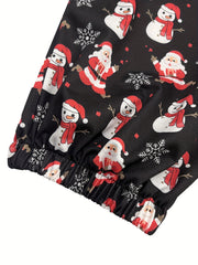  Christmas Snowman Print Sporty Pants
