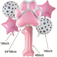 6pcs Dog Paw Bone Foil Balloons - Let's Pawty Balloon