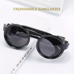 Vintage Round Frame Steampunk Sunglasses UV400
