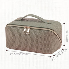 Embossed PU Leather Makeup Storage Bag Zipper Top Handle