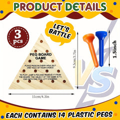 Wooden Triangle Peg Games - Family Board Game - Travel Games