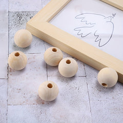 Unbleached Wooden Ball Bead DIY Accessories Necklaces No Holes 100pcs