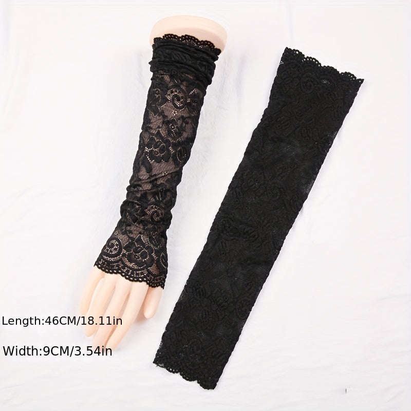 Lace Sunscreen Sleeves Floral Breathable Driving Wedding Gloves