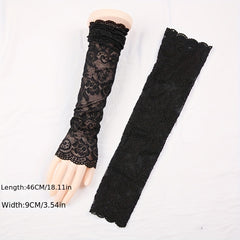 Lace Sunscreen Sleeves Floral Breathable Driving Wedding Gloves