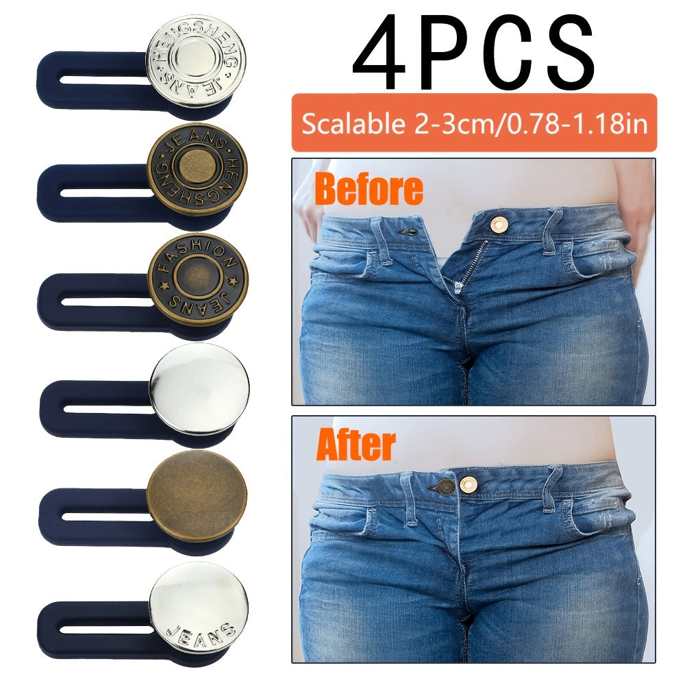 4pcs Metal Button Extender For Jeans Sewing Adjustable Waist Extend