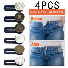 4pcs Metal Button Extender For Jeans Sewing Adjustable Waist Extend