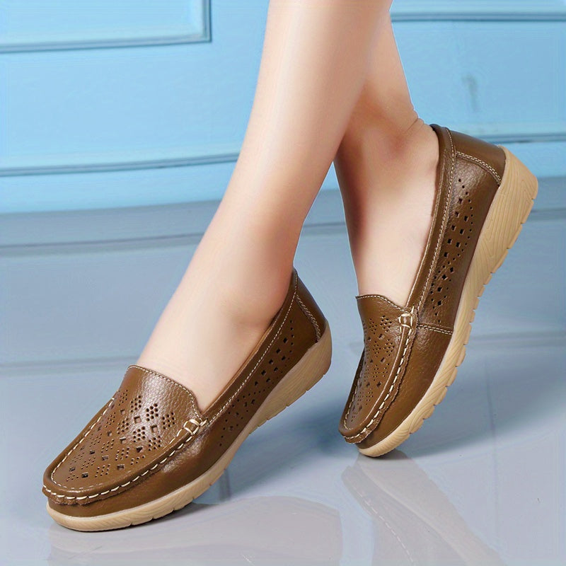 Women's Wedge Heeled Loafers Slip on Casual Shoes