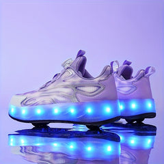 Girl's LED Light Up Roller Shoes With Rotating Buckle